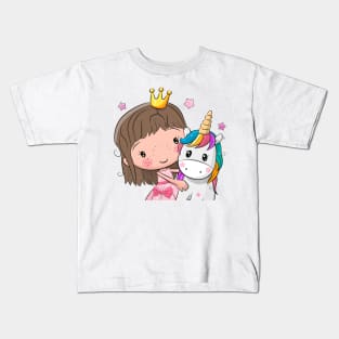 Princess with unicorn Kids T-Shirt